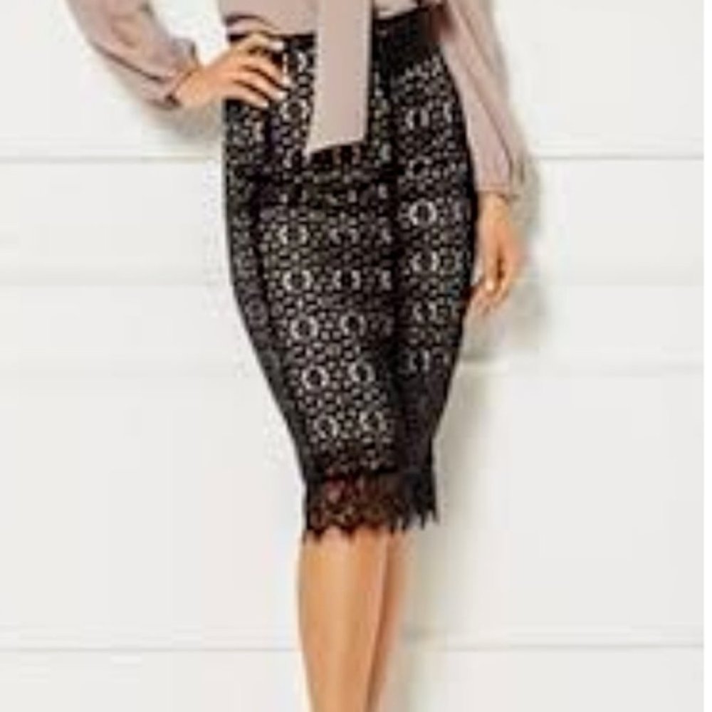 Eva Mendes Emma Black Lace Pencil Skirt